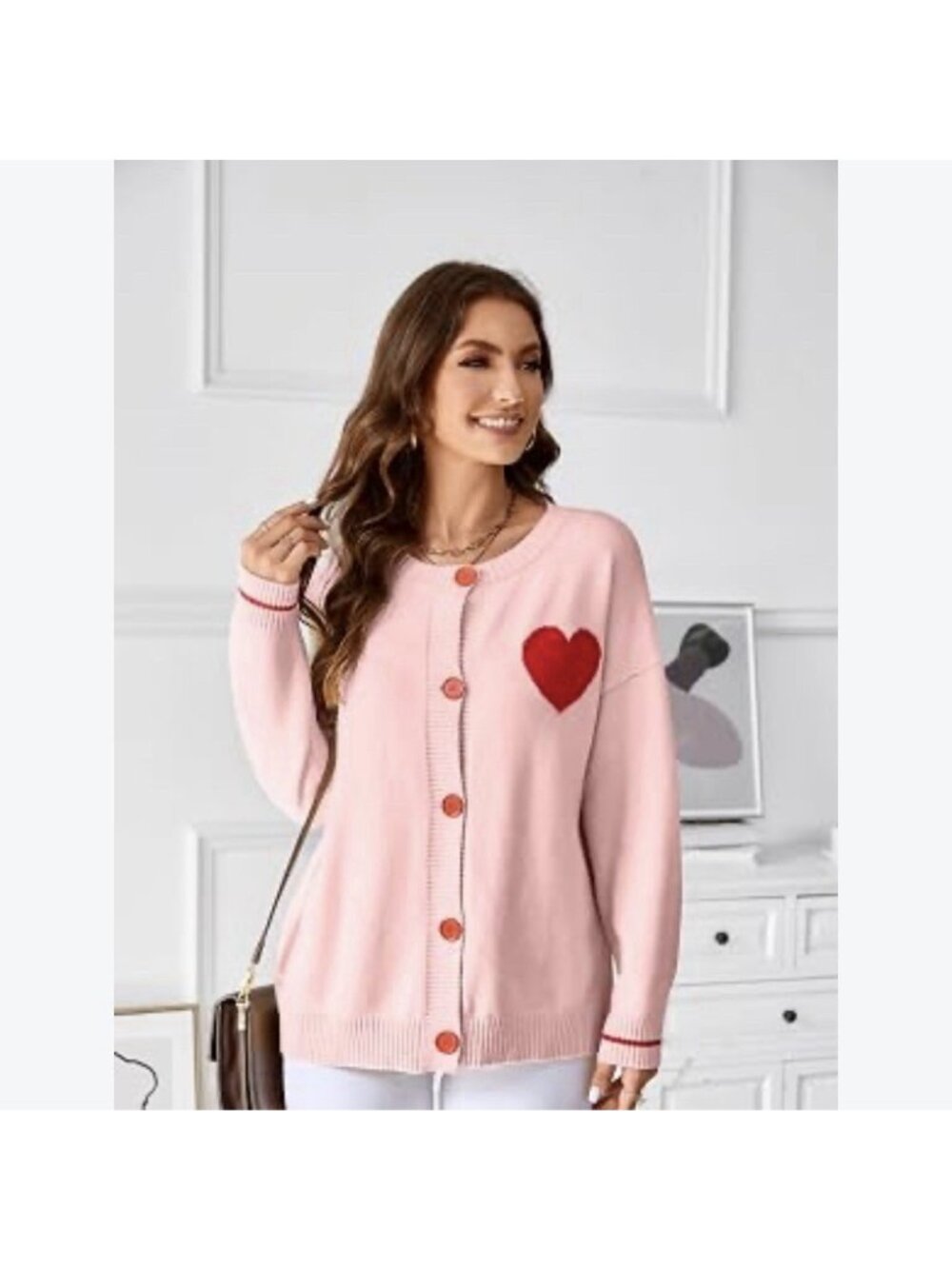Heart Button Front Cardigan Sweater XXL